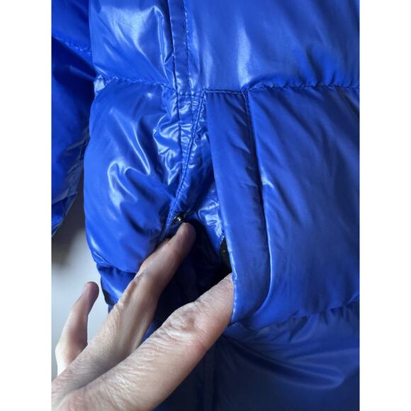 S13 By Sam Kids Glossy Blue Hooded Goose Down Puffer Jacket Sz 12 - Picture 9 of 16